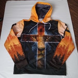 Lion Jesus Hoodie Sweater size medium man
